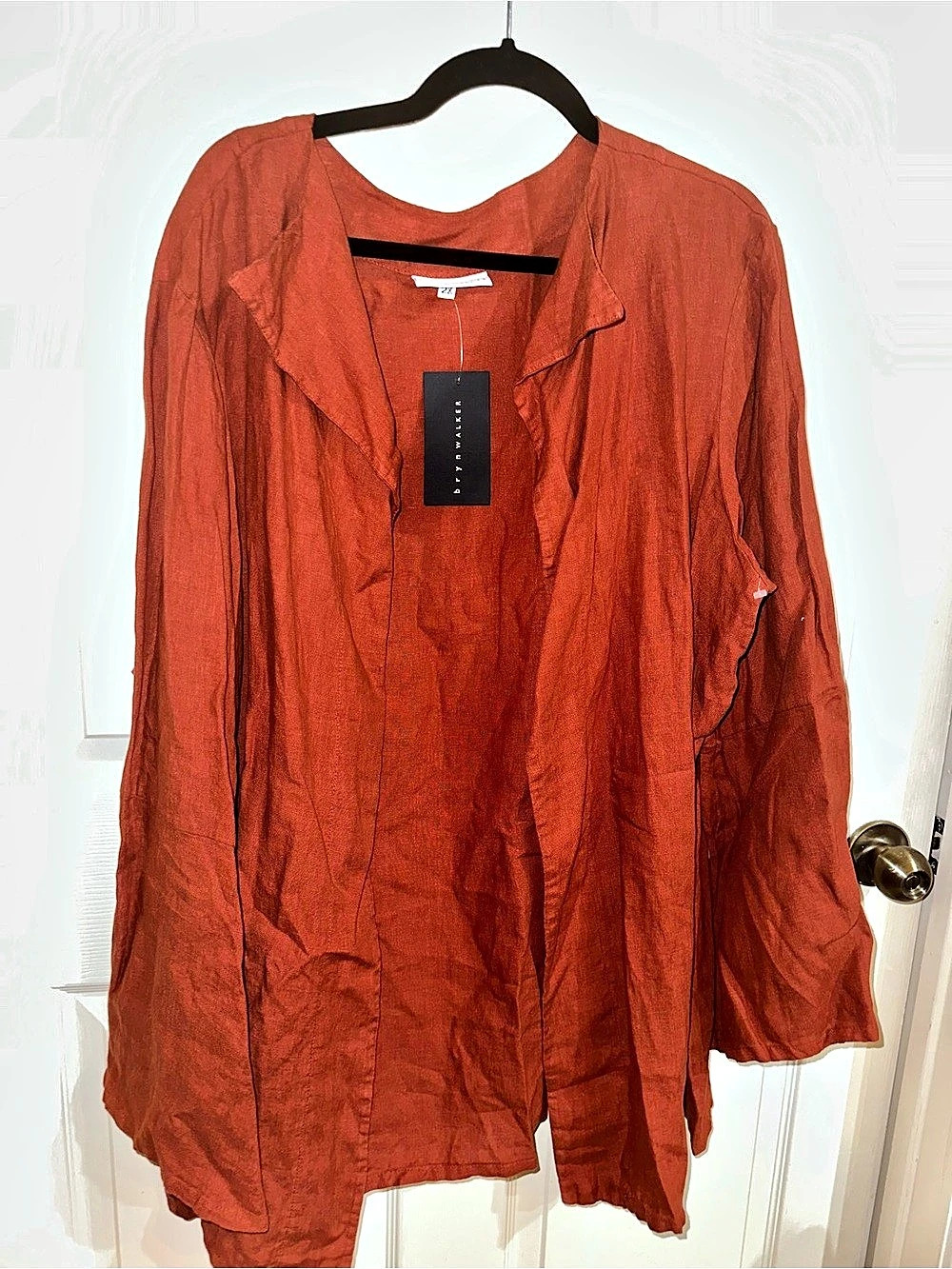 bryn WALKER Elena Jacket Linen Cardigan Orange 2X NWT